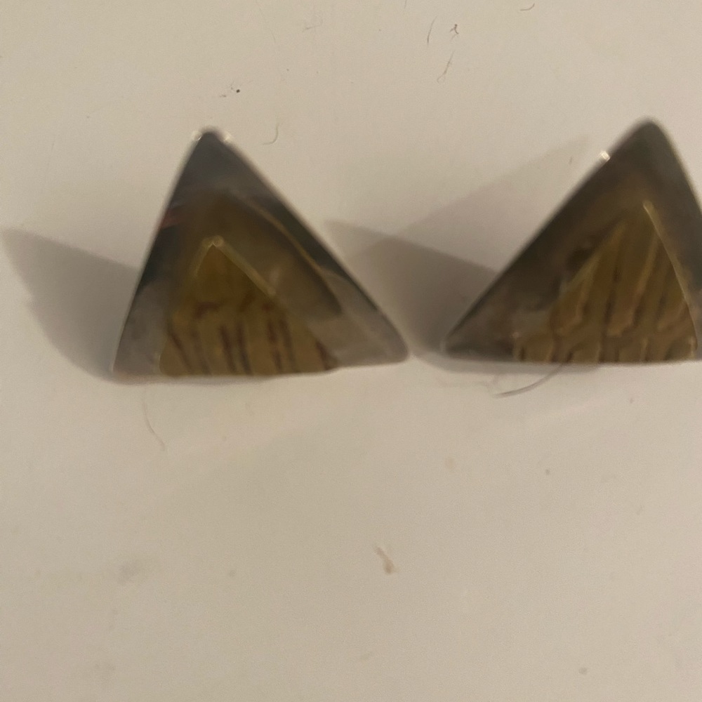 Silver “Bilevel” Triangular Earrings - image 4
